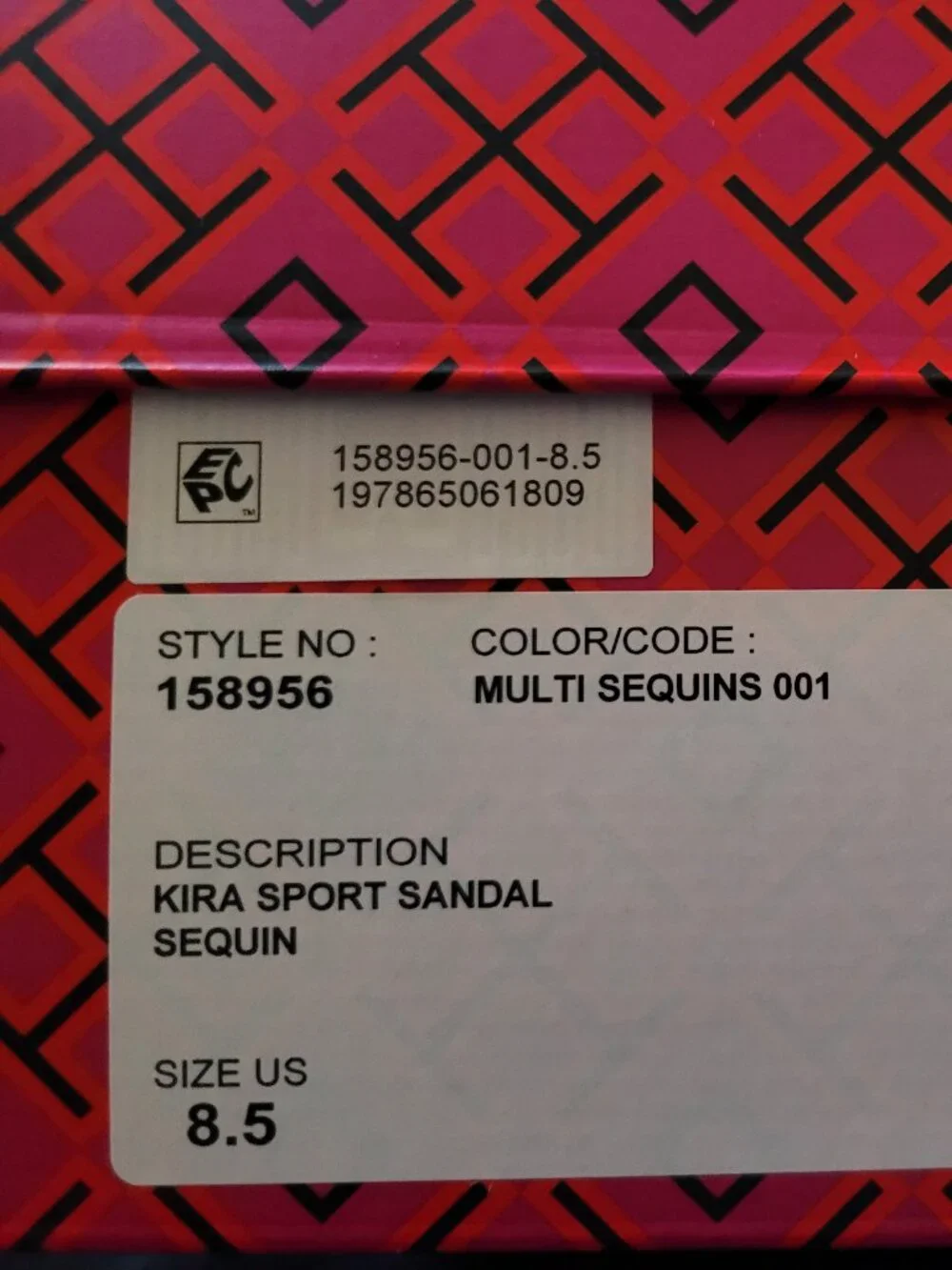NIB Tory Burch Kira Sport Sandal Sequin - 8.5